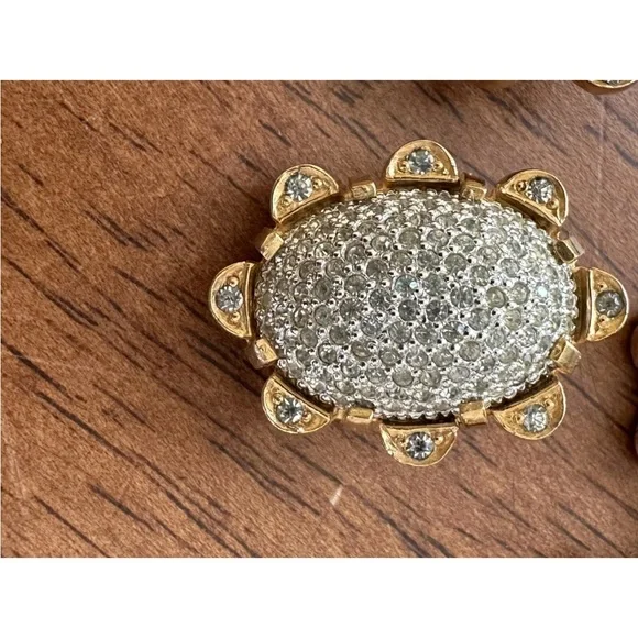 Nettie Rosenstein Gold Tone  Rhinestone Bracelet & Earrings Vintage Glam Signed - Picture 5 of 15